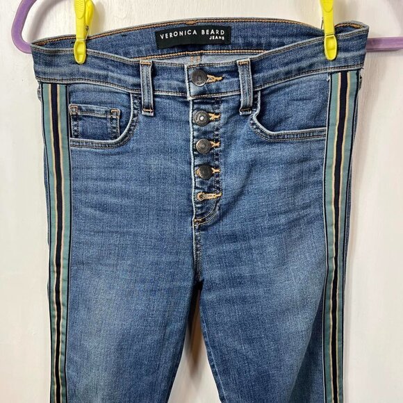 Veronica Beard Debbie High Rise Skinny Jeans with Tuxedo Stripe Size 25 - Picture 3 of 9